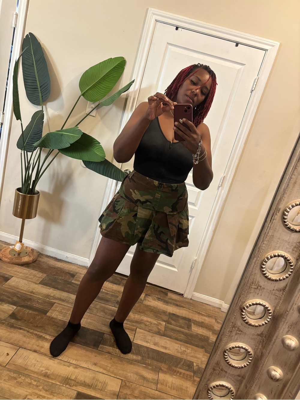 Camo Ruffle Utility Mini Skirt - Green Camouflage